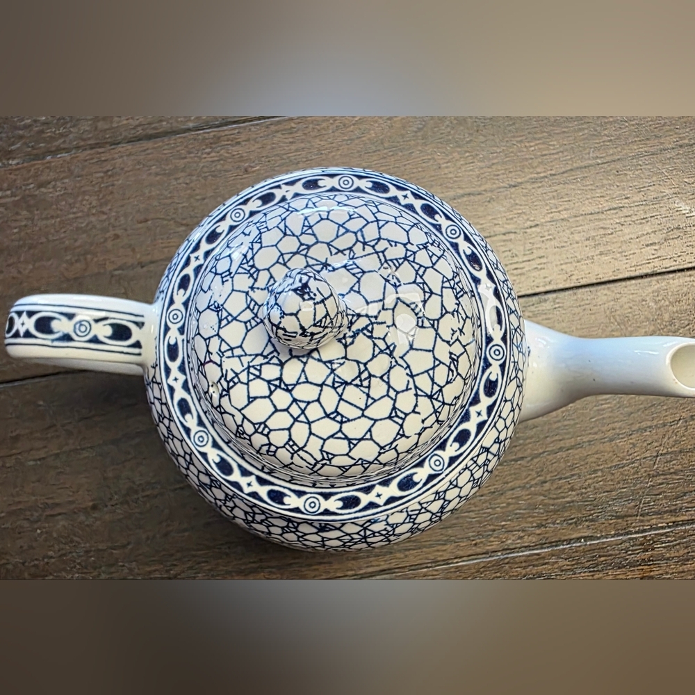 Adams Blue and White Ceramic Teapot - Picture 4 of 11